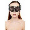 Supriseitsme Black Mysterious Filigree Cat Laser Cut Masquerade Mask with Pink Rhinestones One Size SU740808